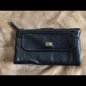 fossil black leather wallet